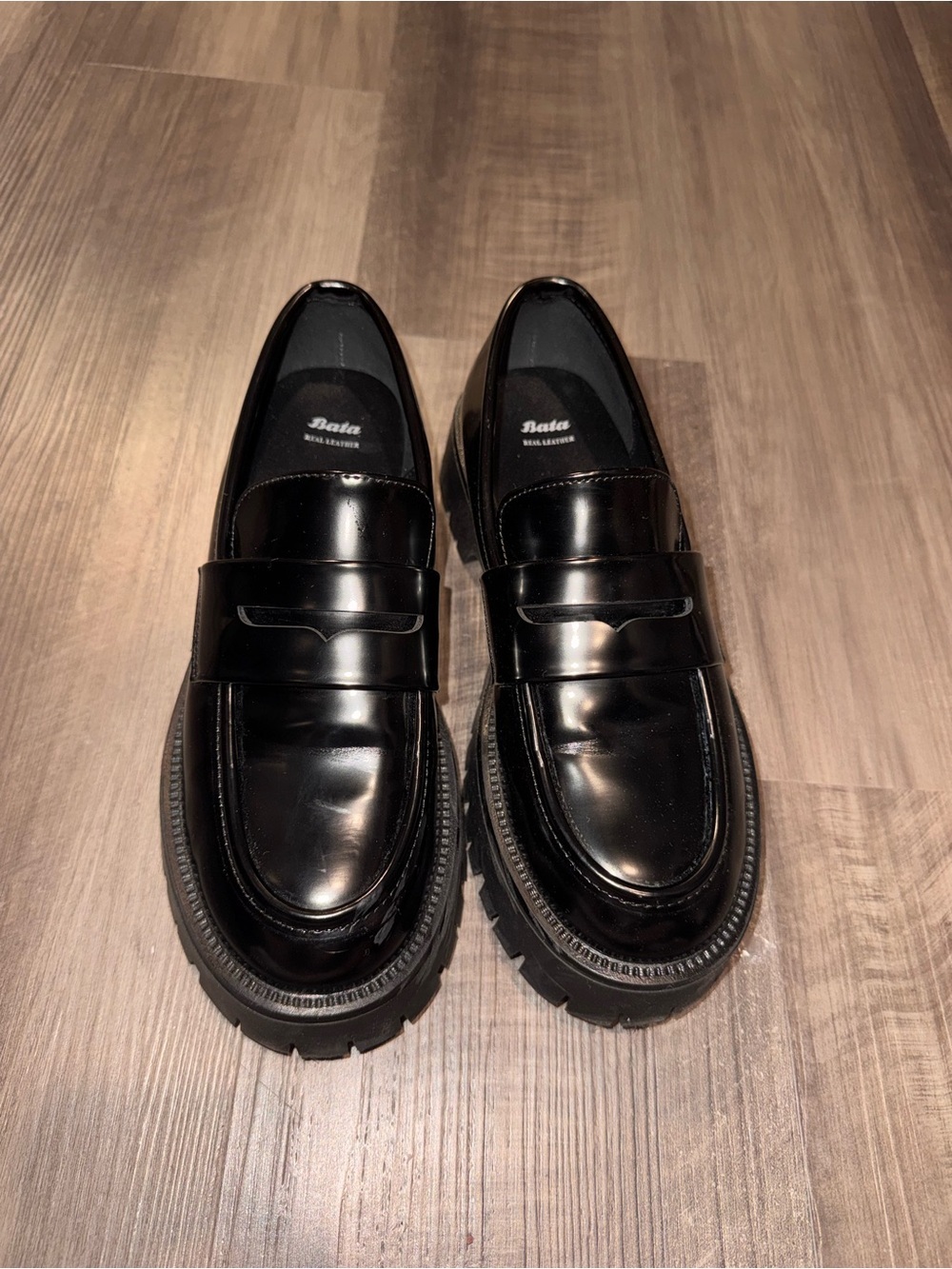 Bata Women's Black Penny Loafers with Track Sole - Picture 2 of 9